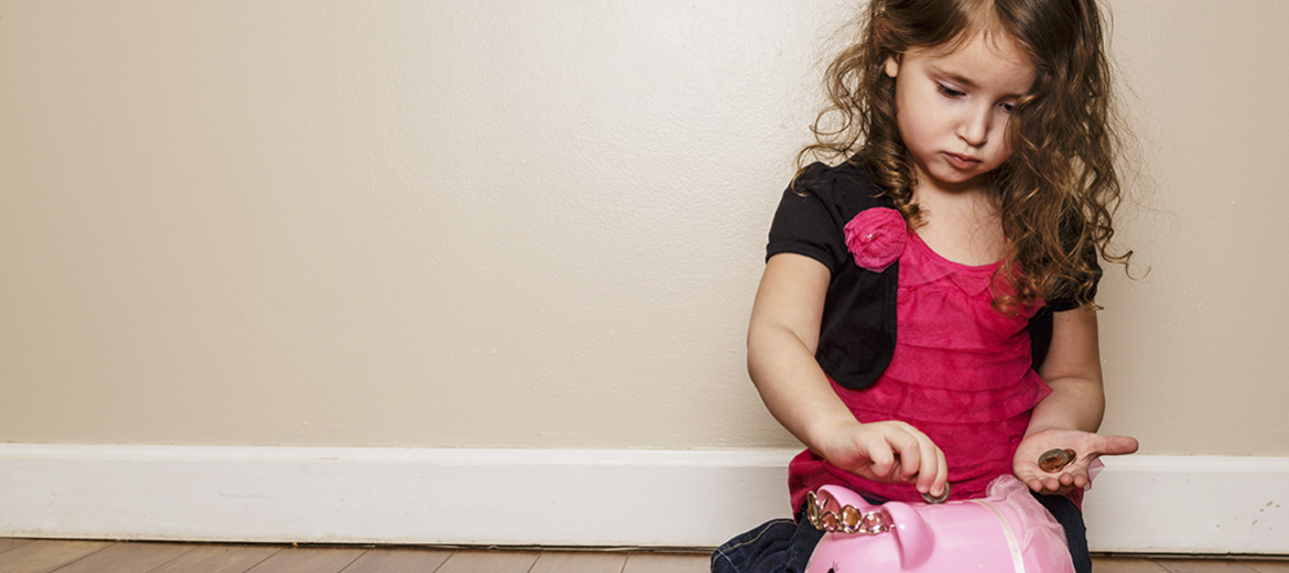 little girl piggy bank